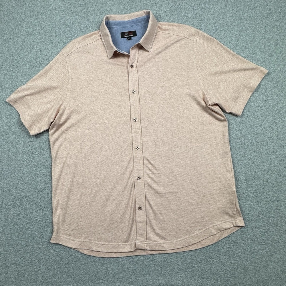 Johnston & Murphy J&M Flex Shirt Mens XL Button‎ Up Pink Geometric Print Casual